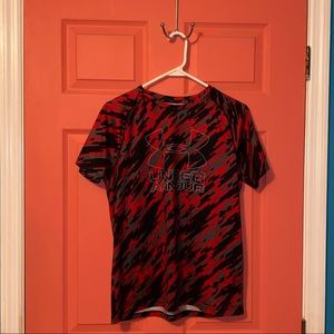 Under Armour Red, Black, and Gray T-shirt (Youth XL)